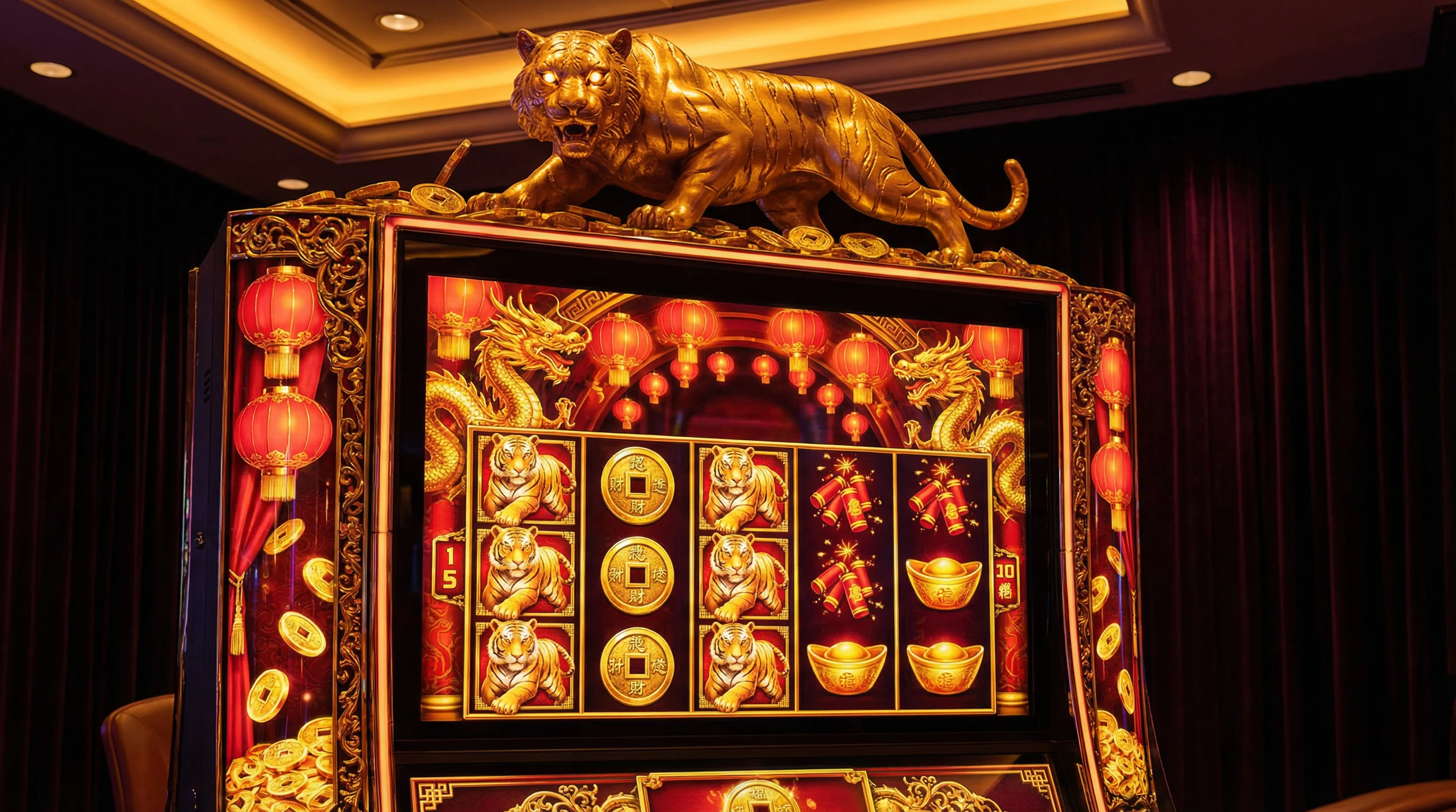 Fortune Tiger slot com tigre dourado e moedas da sorte